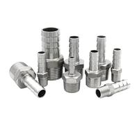 Connecteur de coupleur de tuyau SS304, 1 pièce, 6 8 10 12 13 15 16 19 20 25 32 38mm avec filetage mâle Bspt 1/8 "1/4" 3/8 "1/2" 3/4 "1" raccords de tuyauterie