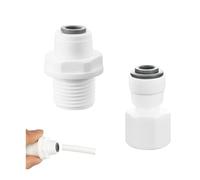 Connecteur de Filtre à Eau, Raccord Rapides de Purificateurs d'Eau, 1/4" Raccord à Emboîter to 3/8" Fileté Femelle/Mâle, Adaptateur de Raccordement pour Purificateurs et Systèmes d'Osmose Inverse,2Pcs