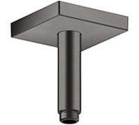 connecteur de plafond hansgrohe 26437340 100 mm, chrome noir brossé, carré