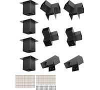 Connecteur de poteau SucceBuy, angle de poteau pour poste avec dimensions intérieures de 92x92 mm, supports polyvalents à 3 et 4 voies avec socles et fixations de faîtage, idéal pour pergolas et pavil