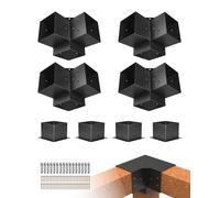 Connecteur de poteau VEVOR, coin de poteau pour poteau 142 x 142 mm, incl. 4 pcs. support d'angle 3 voies haute performance & 4 pcs. support de pergola. Supports de poteaux, kit de fixation de pergola