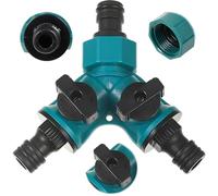 Connecteur de tuyau d'arrosage à 2 voies - Répartiteur de robinet en Y - Avec vannes marche/arrêt individuelles - Connecteurs de tuyau d'eau de jardinage à 2 voies pour l'irrigation, la cuisine