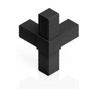 Connecteur de tuyau pour tubes carrés (raccord de tuyau 4 voies 3 dimensions, 20 x 20 x 1,5 mm)
