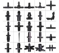 Connecteur d'eau de jardin, 10 à 1000 pièces, Irrigation goutte à goutte pour tuyaux de 1/4 pouces, accessoires, t-shirts barbelés, adaptateurs de prise Cross Eng E