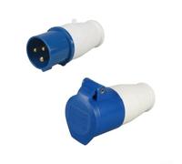 Connecteur Électrique 16A 240V Plastique Résistant Eau | IP44 étanche, 16 ampères, 240 volts, 3 pour broches, usage pour chantier et atelier robuste