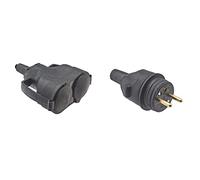 Connecteur electrique - Adaptateur prise - Prise Plate - Raccord electrique & Prise electrique male - Fiche electrique - Prise male - Prise male 220 V - Fiche Male Caoutchouc Broche D.4.8mm Noir