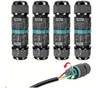 Connecteur Électrique Étanches IP68 - Raccord de Cable 3 Fils Domino Boîte de Derivation Éxterieur, pour Câble Ø 5 à 12 mm (4 Pcs)