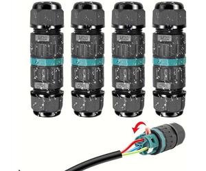 Connecteur Électrique Étanches IP68 - Raccord de Cable 3 Fils Domino Boîte de Derivation Éxterieur, pour Câble Ø 5 à 12 mm (4 Pcs)