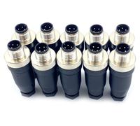 Connecteur M12, 4 pôles, codage A, 10 pièces, indice de protection IP67, connecteur à vis