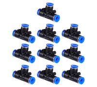 Connecteur Pneumatique à Trois Voies Noir en Plastique 10 Pièces | Raccord Rapide à Fermeture, pour Côté Compresseur, Étanche et Robuste, Usage sur Ligne D'air