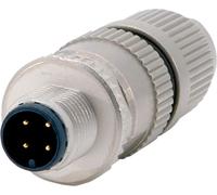 Connecteur pour capteur HARTING M12 droit, broche, connexion par déplacement d'isolation (contacts IDC), nombre de pôles 4, sortie de câble droite,