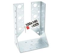 Connecteur poutre bois 100x140 mm Typ B, support acier galvanisé 2 mm | equerre fixation robuste, sabot de charpente pour menuiserie, assemblage, charpente et construction bois