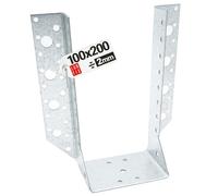 Connecteur poutre bois 100x200 mm Typ, support acier galvanisé 2 mm | equerre fixation robuste, sabot de charpente pour menuiserie, assemblage, charpente et construction bois