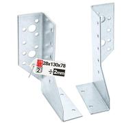 Connecteur poutre bois 28x130 mm Typ A 2 pieces Droite+Gauche, assemblage | support acier galvanisé 2 mm, equerre fixation robuste, sabot de charpente pour menuiserie, charpente bois