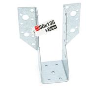 Connecteur poutre bois 50x135 mm Typ, support acier galvanisé 2 mm | equerre fixation robuste, sabot de charpente pour menuiserie, assemblage, charpente et construction bois
