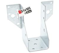 Connecteur poutre bois 51x105 mm Typ, support acier galvanisé 2 mm | equerre fixation robuste, sabot de charpente pour menuiserie, assemblage, charpente et construction bois