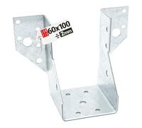 Connecteur poutre bois 60x100 mm Typ, support acier galvanisé 2 mm | equerre fixation robuste, sabot de charpente pour menuiserie, assemblage, charpente et construction bois