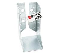 Connecteur poutre bois 60x130 mm Typ B, support acier galvanisé 2 mm | equerre fixation robuste, sabot de charpente pour menuiserie, assemblage, charpente et construction bois