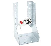 Connecteur poutre bois 70x125 mm Typ B, support acier galvanisé 2 mm | equerre fixation robuste, sabot de charpente pour menuiserie, assemblage, charpente et construction bois