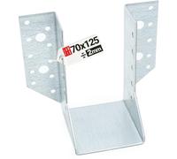 Connecteur poutre bois 70x125 mm Typ, support acier galvanisé 2 mm | equerre fixation robuste, sabot de charpente pour menuiserie, assemblage, charpente et construction bois