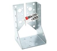Connecteur poutre bois 80x120 mm Typ B, support acier galvanisé 2 mm, equerre fixation robuste, sabot de charpente pour menuiserie, assemblage, charpente et construction bois, Lun Fix