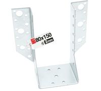 Connecteur poutre bois 80x150 mm Typ A, support acier galvanisé 2 mm, equerre fixation robuste, sabot de charpente pour menuiserie, assemblage, charpente et construction bois, Lun Fix