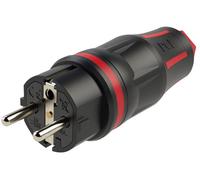 Connecteur Schuko en caoutchouc PCE mâle noir/rouge - Connecteurs Schuko