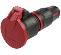Connecteur Schuko femelle en caoutchouc PCE rouge - Connecteurs Schuko