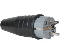 Connecteur Schuko mâle en caoutchouc PCE gris - 240 V - CEE 7/VII - 16 A - Connecteurs Schuko