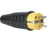 Connecteur Schuko mâle en caoutchouc PCE jaune - 240 V - CEE 7/VII - 16 A - Connecteurs Schuko
