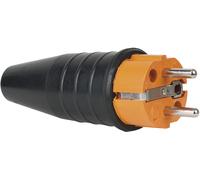 Connecteur Schuko mâle en caoutchouc PCE orange - 240 V - CEE 7/VII - 16 A - Connecteurs Schuko