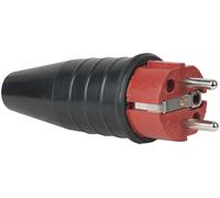 Connecteur Schuko mâle en caoutchouc PCE rouge - 240 V - CEE 7/VII - 16 A - Connecteurs Schuko