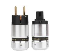 Connecteur Schuko mâle plaqué or + prise femelle C7 IEC, prise UE
