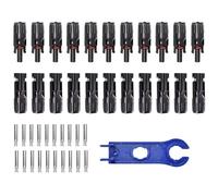 Connecteurs de Câble Solaire - Connecteurs de Câble Solaire MC4 en Lot de 10 Paires - Kit Câblage Renforcé Outils de sertissage avec Clé pour Maison Camping-Car Extérieur Jardin