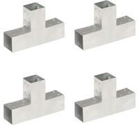 Connecteurs de poteau 4 pcs Forme en T Métal galvanisé 71x71 mm
