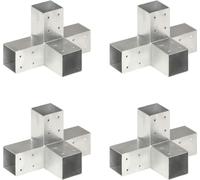 Connecteurs de poteau 4 pcs Forme en X Métal galvanisé 71x71 mm