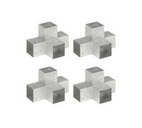 vidaXL Connecteurs de poteau 4pcs Forme en X Métal galvanisé 101x101mm