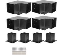 Connecteurs de poteaux, angles de poteaux adaptés aux poteaux de 92 x 92 mm, supports d'angle à 4 pièces pour poteaux, avec platine de fixation, ensemble de supports pour pergolas, idéal pour les tonn