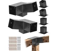 Connecteurs de poteaux VEVOR, fixations obliques à 3 voies pour poutres en bois 92x92 mm, pack de 2 fixations pour pergolas avec 2 socles de poteaux & 2 socles de montage mural, pour pergolas, pavillo