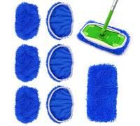 CONNECTION Swiffer Sweeper Mop Lot de 6 serpillères réutilisables en Microfibre Amovible et Lavable, Utilisation Humide et sèche, pour Tous Les Types de Balayage, Bleu