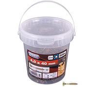 Connex B30042 Lot de 500 Vis universelles 4,0 x 40, galvanisées | Entraînement PZ Pozidriv - Filetage partiel - Jaune galvanisé - Kit de vis - Seau à vis - En kit - Pour travaux de fixation