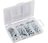 Connex DP8500113 Assortiment de 210 rondelles et anneaux à ressort DIN 127B et DIN 9021 galvanisés pré-triés dans une boîte en plastique pratique/rondelles et disques à ressort/boîte d'assortiment