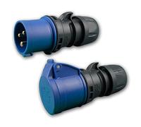 Connexion CEE de fiche & couplage, 230V/16A, bleu, 3 broches + PE, système de déverrouillage rapide turn2fix