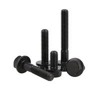CONPHERON Boulons a Bride Hexagonaux M10x35 mm Vis à Tete Hexagonale avec à Bride, Alliage d'acier de Qualité 10,9, Noir