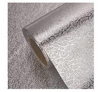 CONPHERON Papier de Aluminium Autocollant Stickers de Cuisine Résistant à l'huile étanche Anti-moisissure Feuille de Meubles pour Cuisines, Armoires, 40×300 cm (Texture de rotin (argent))