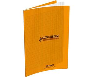 Conquérant 35605 Cahier Classique Piqûre Couverture Polypropylène Rigide Transparente A5+ Papier Orange