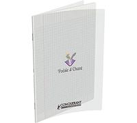 Cahier poésie piqué conquérant classique couverture transparente polypropylène a4+ 24x32cm 48 pages 90g séyès incolore