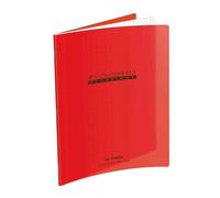 Conquerant Cahier piqûre 28793, 17 x 22 cm, 96 pages grands carreaux, couverture PP rigide rouge