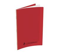 CONQUERANT Cahier A4 Grands Carreaux Seyès 192 Pages Agrafées Couverture Polypro Rouge