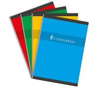Conquérant Cahier A4 Grands Carreaux Seyès 288 Pages Brochées Couverture Carte Coloris Assortis